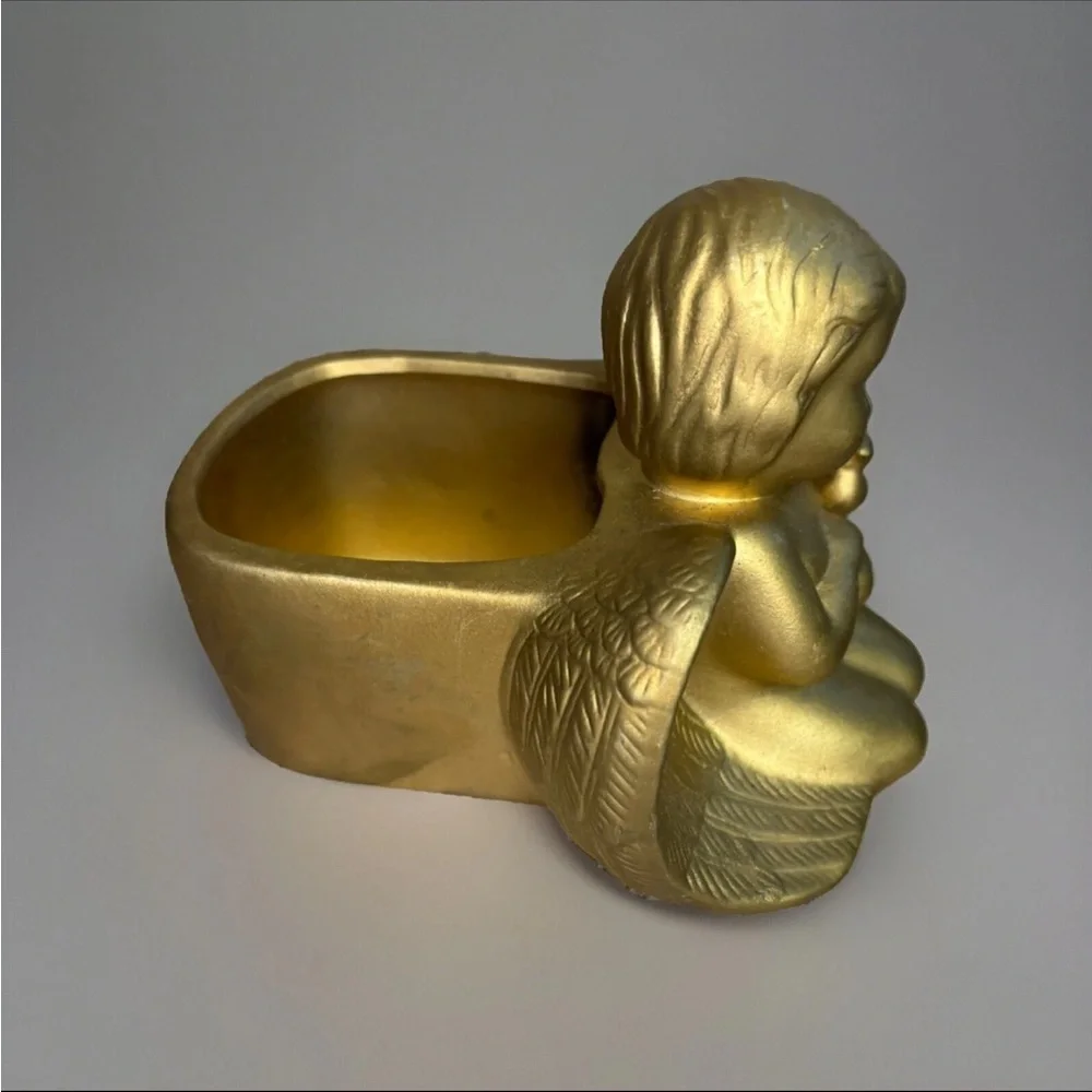 Elegant Gold Cherub Planter